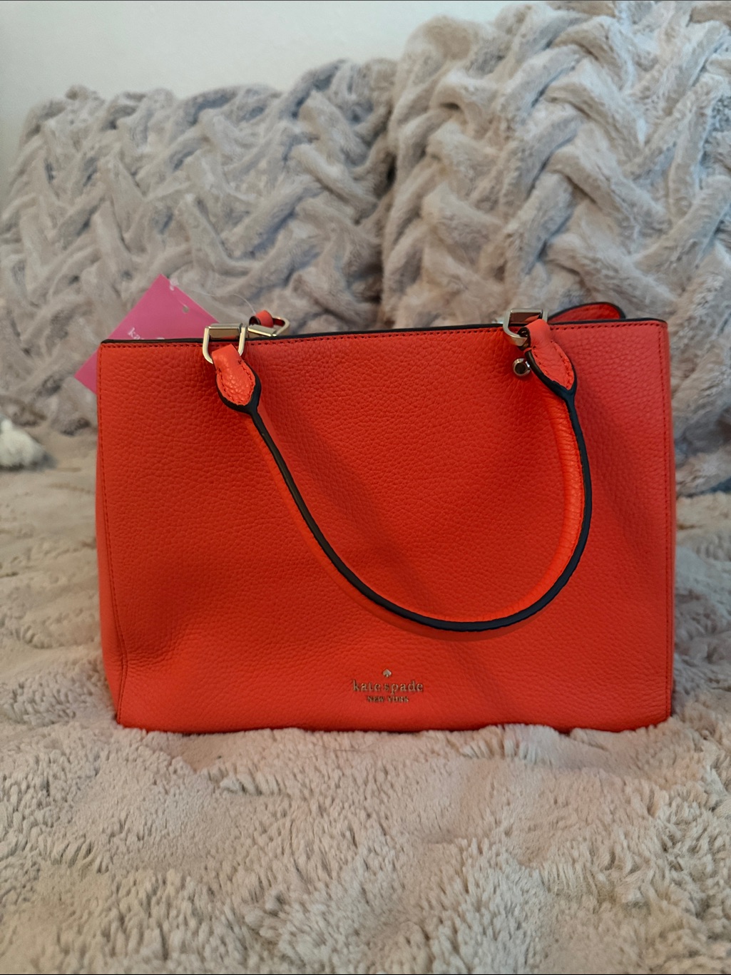 Kate Spade Coral-Orange Pebbled Leather Tote